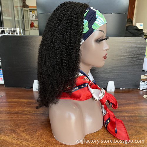 free head band human hair headband wig,afro kinky curly headband wig for black women,headband wigs human hair wigs